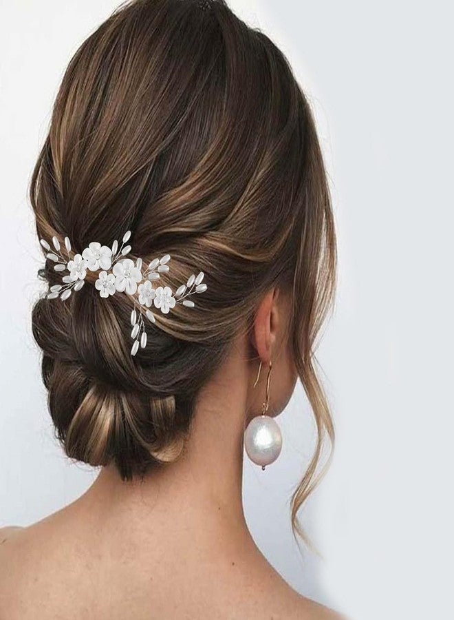 Artmiss Wedding Hair Comb Flower Crystal Hair Pins Silver Hair Accessories for Women Brides - Image 1